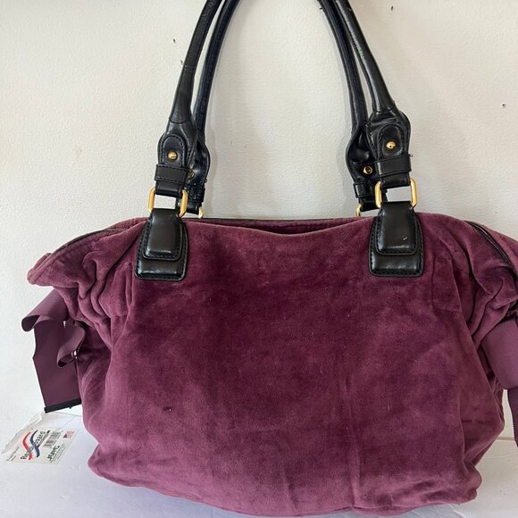 Y2K JUICY COUTURE VELOUR CLOTH EMBROIDERED OVERSIZED SATCHEL BAG - Picture 5 of 11
